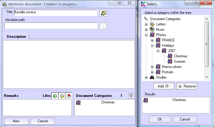 New electronic document creation window